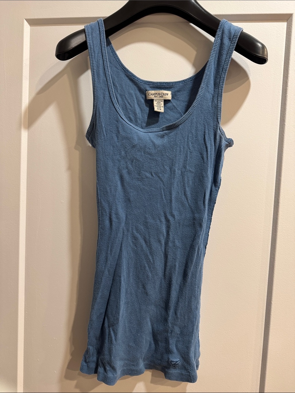Campus Crew Blue Ribbed Tank Top - Women's Scoop Neck